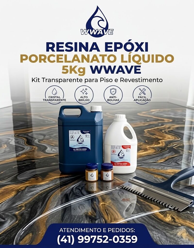 Porcelanato Líquido 5Kg – Kit Resina Epóxi Transparente para Piso