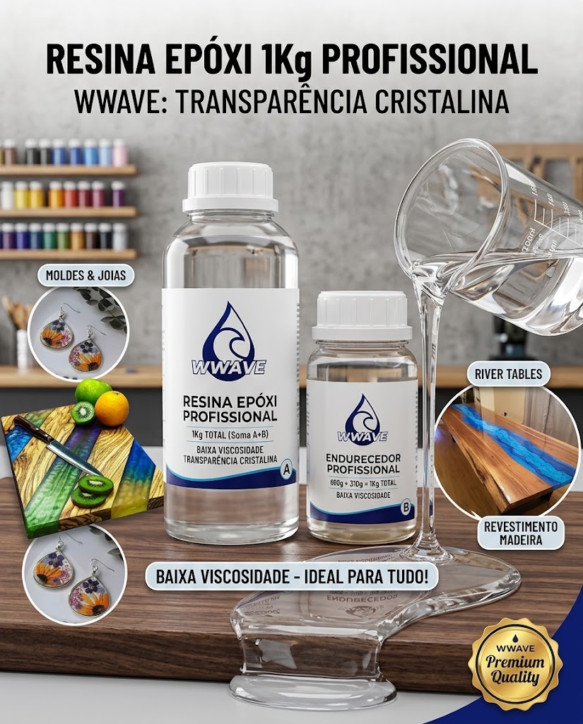 Resina Epóxi 1Kg Baixa Viscosidade Transparente