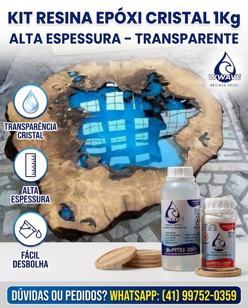Resina Epóxi 1Kg Alta Espessura
