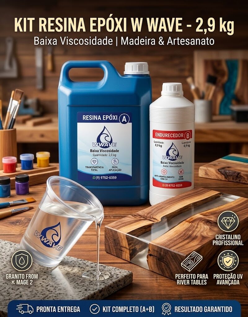 Kit Resina Epoxi para Madeira e Artesanato Baixa Viscosidade - 2,9 kg