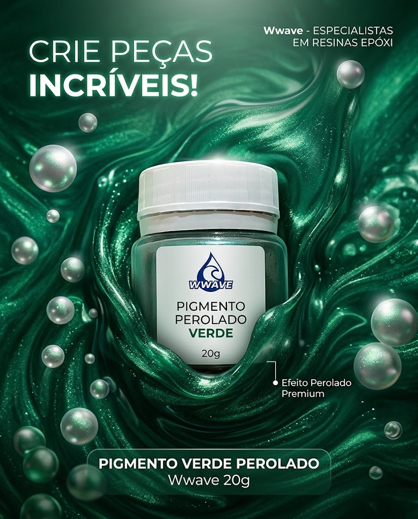 Pigmento Verde Perolado 20g – Efeito Metálico Brilhante para Resina, Epóxi, Artesanato e Tintas 2