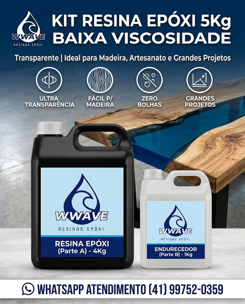 Resina Epóxi 5Kg Baixa Viscosidade Artesanato
