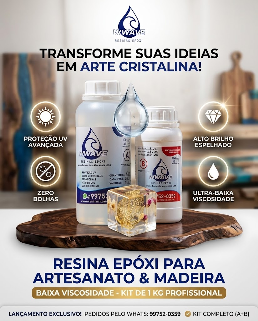 RESINA EPOXI para Artesanato e Madeira Baixa Viscosidade - kit de 1 kg
