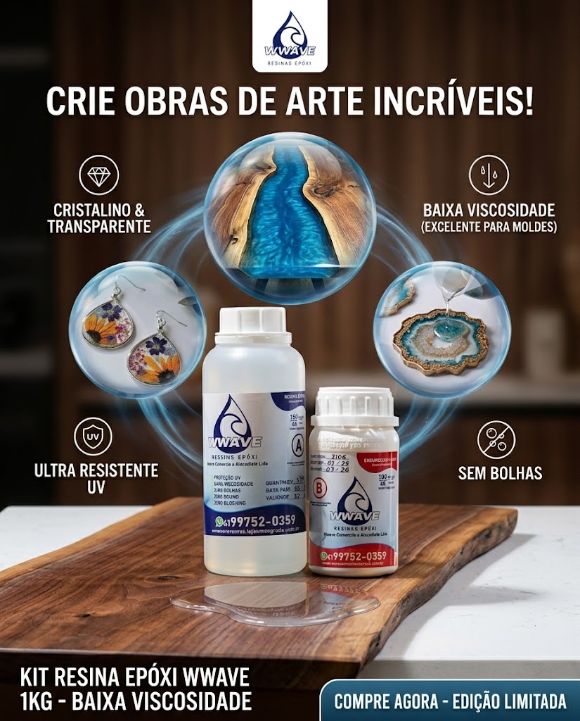 Resina Epóxi 1Kg Baixa Viscosidade Transparente
