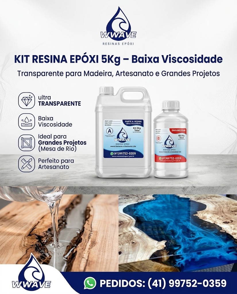 Resina Epóxi 5Kg Baixa Viscosidade Artesanato