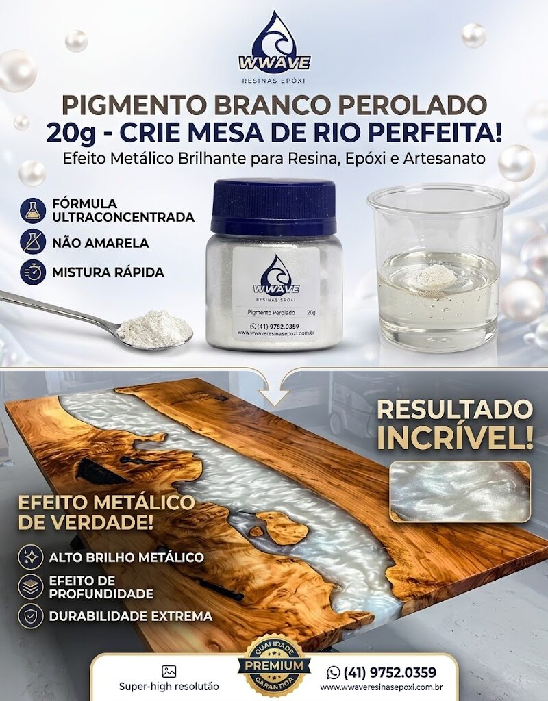 Pigmento Branco Perolado 20g Para Resina Epóxi e Artesanatos