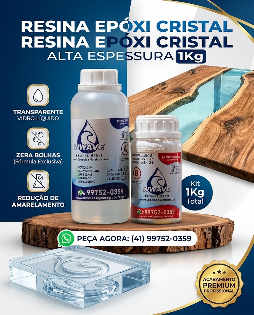 Resina Epóxi 1Kg Alta Espessura
