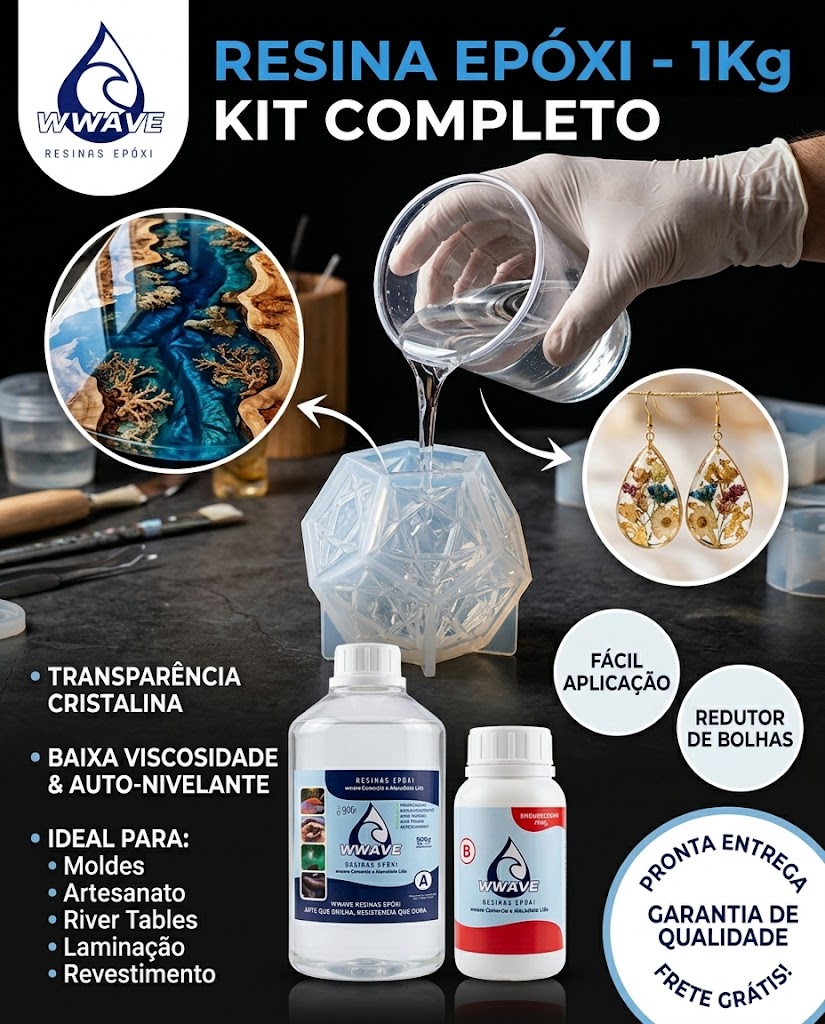 Resina Epóxi 1Kg Baixa Viscosidade Transparente