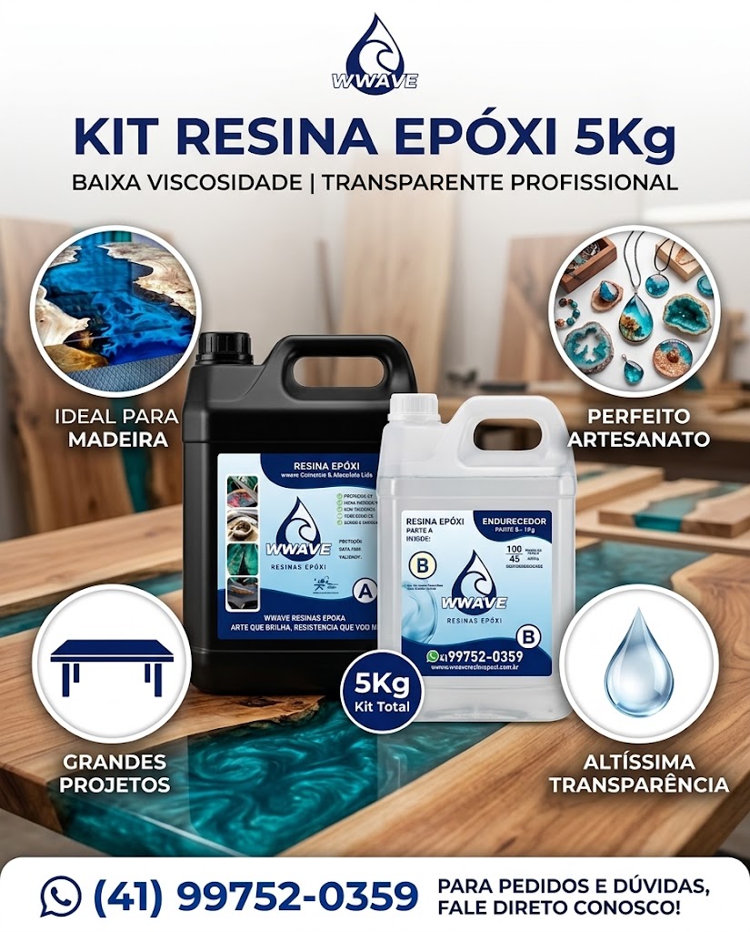 Resina Epóxi 5Kg Baixa Viscosidade Artesanato