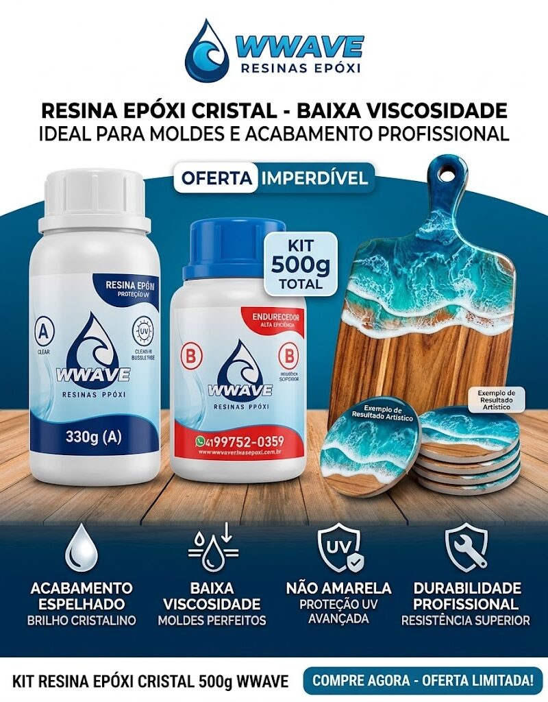 Resina Epóxi Cristal 500g Baixa Viscosidade para Artesanatos