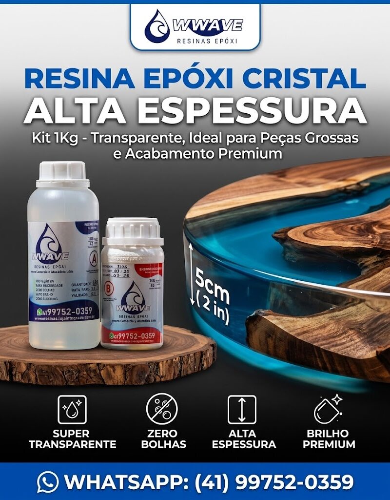 Resina Epóxi 1Kg Alta Espessura