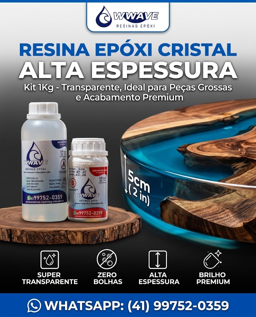 Resina Epóxi 1Kg Alta Espessura