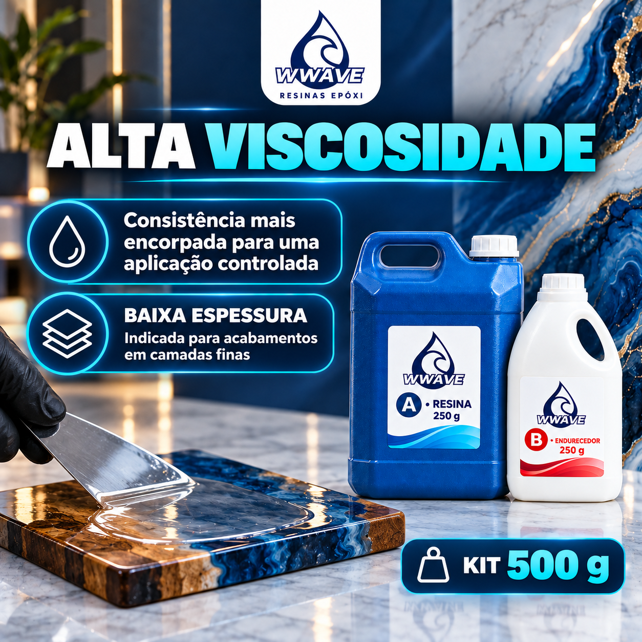resina epóxi alta viscosidade 500g