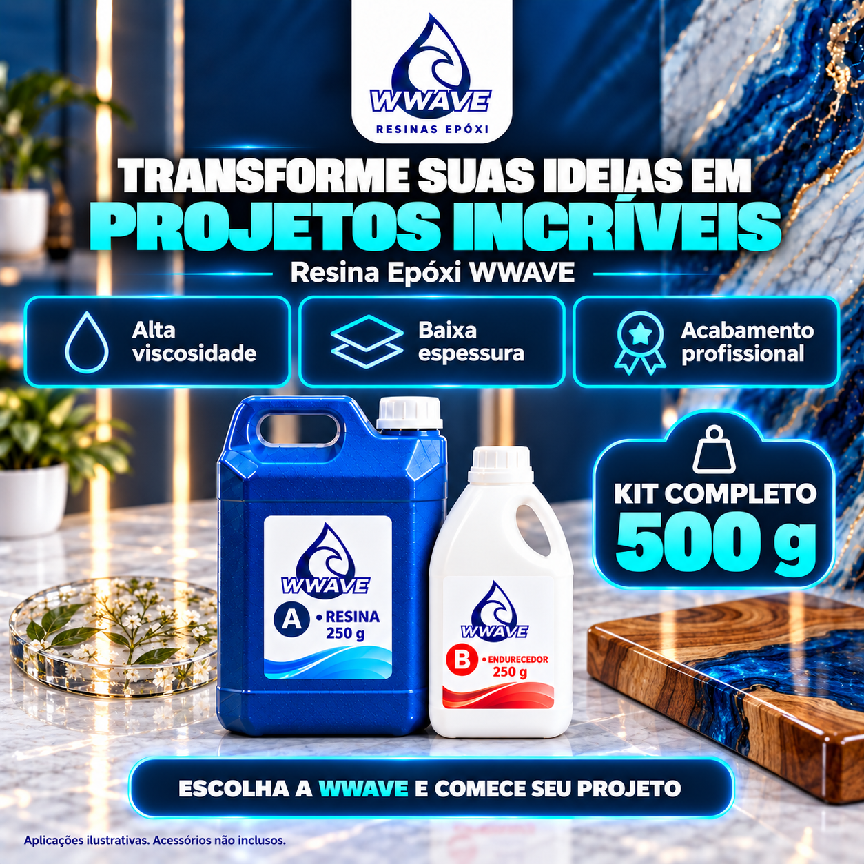resina epóxi alta viscosidade 500g